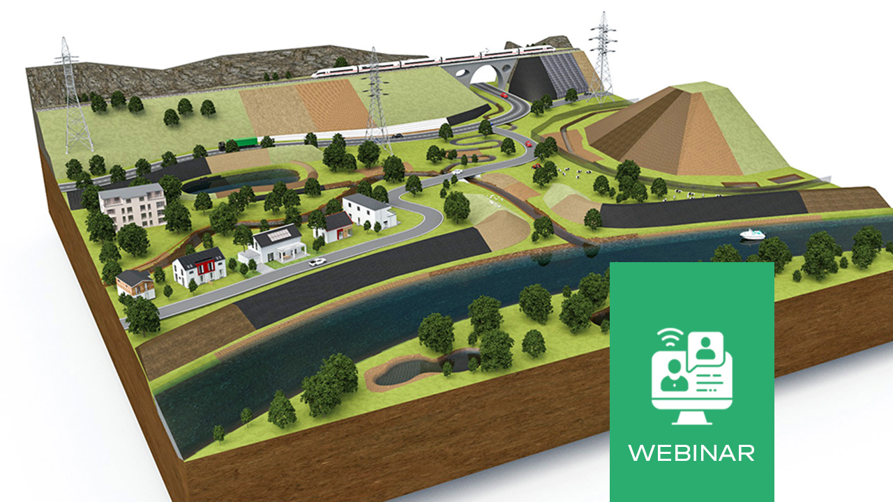 Landscape with erosion control systems and title webinar.